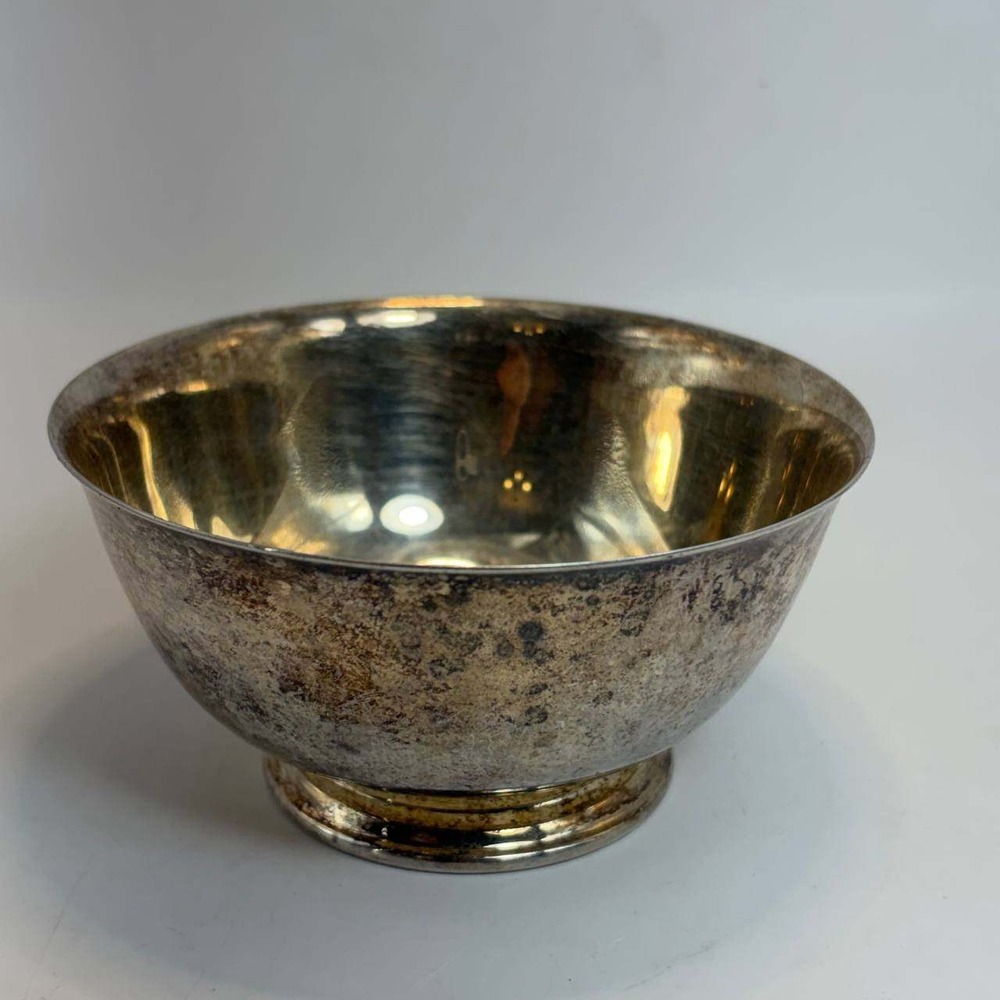 Oneida Paul Revere Reproduction Silver Plated Bowl 4 Inch USA Vintage Patina